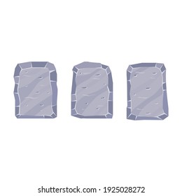 Stone tablet banner set  grey color vector illustration in a cartoon flat style isolated on white background.