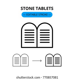 Stone tablets jewish vector line icon with editable stroke