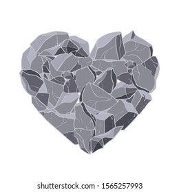 Stone texture heart. Vector illustration. Valentine day card.
