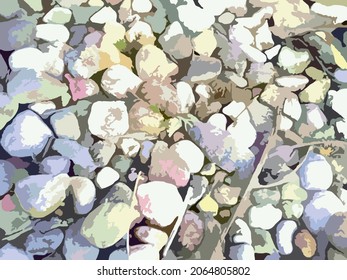Stone texture in pastel tonality for prints or wallpaper. Colored pebbles for backgrounds and textures, fabric products, covers, textiles, scrapbooking, camouflage uniform, etc.