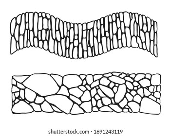 stone texture. stone walkway from sketch blocks on a white background