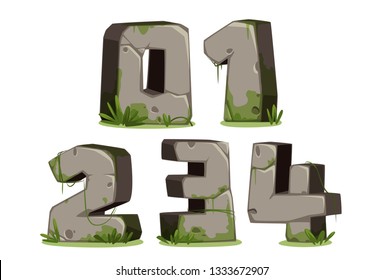 Stone textured 3D style Jungle font numbers part 1