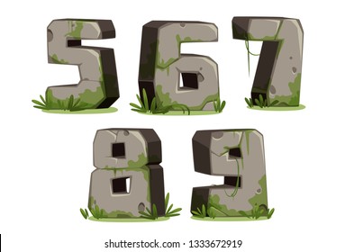 Stone textured 3D style Jungle font numbers part 2