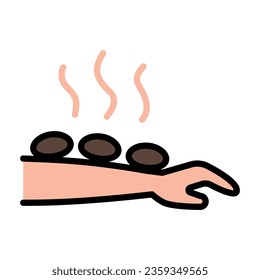 Stone therapy line icon. Lithotherapy sign symbol. Reflexology. Traditional chinese medicine. Massage. Health care and wellness. Complementary and alternative medicine types. Isolated vector illustrat