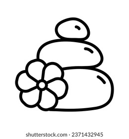 Stone therapy line icon. Lithotherapy sign symbol. Massage. Health care and wellness. Naturopathy Medication Linear Pictogram. Alternative Medicine Contour Illustration. Complementary and alternative 