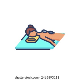 Stone therapy line icon. Lying woman, female back, massage isolated outline sign. Spa salon, relaxation, recreation concept. Vector illustration, symbol element for web design and apps