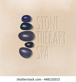 Stone Therapy Spa Logo. Stones On A Sand Background.