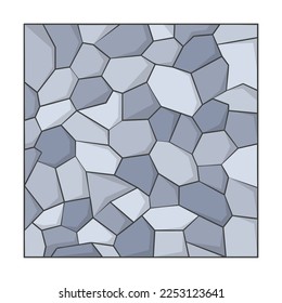 Texture en tuiles de pierre pour le trottoir de la ville. Illustration d'une route pavée avec des blocs de pierre de pavé en mosaïque. Vue de dessus de motif de pavé isolé sur fond blanc. Concept du tropied