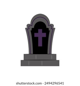 Stone tombstone. Grave. Halloween decorative element in flat style on white background.