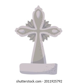 Stone tombstone. Old tombstone. An element for celebrating Halloween. Vector illustration isolated on white background.
