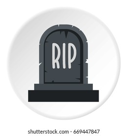 Stone tombstone rip icon in flat circle isolated on white background vector illustration for web