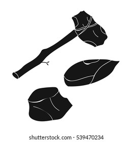 Stone tools icon in black style isolated on white background. Stone age symbol stock vector illustration.