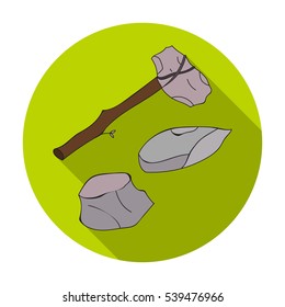 Stone tools icon in flat style isolated on white background. Stone age symbol stock vector illustration.