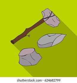 Stone tools icon in flate style isolated on white background. Stone age symbol stock vector illustration.