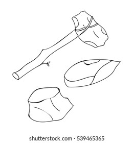 Stone tools icon in outline style isolated on white background. Stone age symbol stock vector illustration.