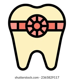 Stone tooth icon outline vector. Gem dentist. Care magic color flat