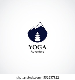 stone totem vector illustration. yoga and spa business logo concept