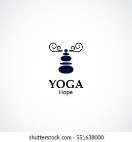 stone totem vector illustration. yoga and spa business logo concept