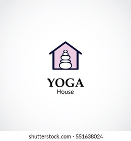 stone totem vector illustration. yoga and spa business logo concept
