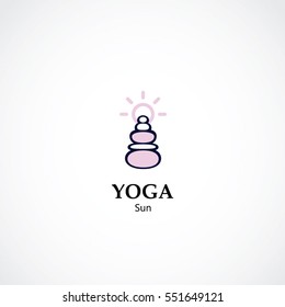 stone totem vector illustration. yoga and spa business logo concept