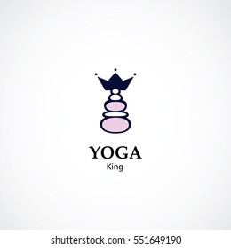 stone totem vector illustration. yoga and spa business logo concept