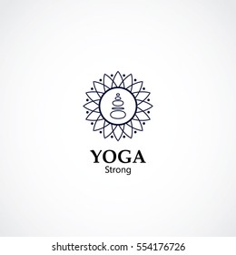 stone totem vector illustration. yoga and spa business logo concept