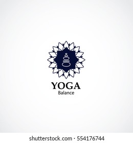 stone totem vector illustration. yoga and spa business logo concept