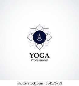 stone totem vector illustration. yoga and spa business logo concept