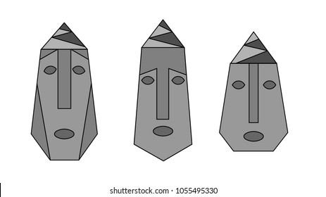 stone totems idols on a white background