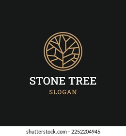 stone tree luxury logo vector icon illustration