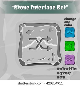 Stone User Interface Element 08. UI and UX Element. Eps 10. 
Game, cartoon style button. Shuffle Button. Player Interface.