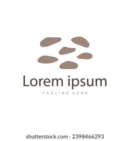 Logotipo vectorial de piedra, Ilustración de símbolo de la plantilla de vectores de balanza de diseño de piedra