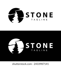 Stone Vector Logo, Stone Design Balance Milestone Vector Templet Symbol Illustration