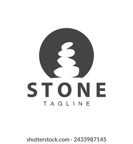 Logotipo de vector de piedra, ilustración de símbolo de plantilla de vector de balance de diseño de piedra