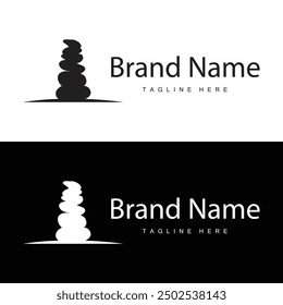 Stone Vector Logo, Stone Design Balance Meilenstein Vektor Templet Symbol Illustration