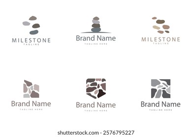 Stone Vector Logo, Stone Design Balance Milestone Vector Templet Symbol Illustration bundle set collection