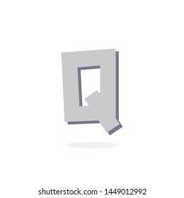 Stone Vector Logo Letter Q. Q Rock Stone Letter Design Vector