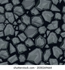 Stone vector seamless pattern, cracked rock top view background, nature game tile, gray boulder. Environment granite material surface, masonry pathway illustration. Stone floor background