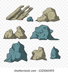 Stone vector set. Mineral icon cillection. Mountain osolated elements.