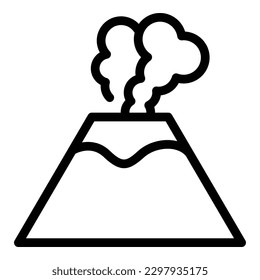 Stone volcano icon outline vector. Volcanic eruption. Lava fire