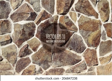 Stone wall background in vector. 