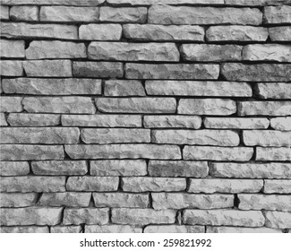 Stone wall in black and white close-up performed