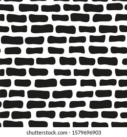 Stone wall. Black and white Seamless Pattern. Hand drown abstract background. Vector illustration.