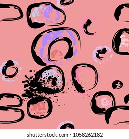 Stone wall. circle dabs, smear smudges and stains. Splash brush strokes daubs, watercolor blots and blotches. Abstract vector brush hand drawn background.