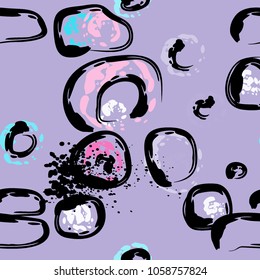 Stone wall. circle dabs, smear smudges and stains. Splash brush strokes daubs, watercolor blots and blotches. Abstract vector brush hand drawn background.