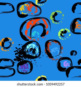Stone wall.  circle dabs, smear smudges and stains. Splash brush strokes daubs, watercolor blots and blotches. Abstract vector brush hand drawn background.