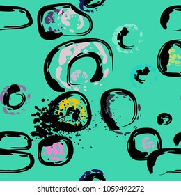 Stone wall. circle dabs, smear smudges and stains. Splash brush strokes daubs, watercolor blots and blotches. Abstract vector brush hand drawn background.
