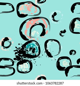 Stone wall.  circle dabs, smear smudges and stains. Splash brush strokes daubs, watercolor blots and blotches. Abstract vector brush hand drawn background.