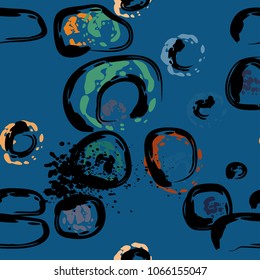 Stone wall.  circle dabs, smear smudges and stains. Splash brush strokes daubs, watercolor blots and blotches. Abstract vector brush hand drawn background.