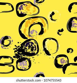 Stone wall. circle dabs, smear smudges and stains. Splash brush strokes daubs, watercolor blots and blotches. Abstract vector brush hand drawn background.